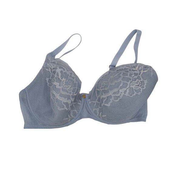 Natori Flora Contour Sheer Lace Underwire Bra 36DDD Light Blue Adjustable Straps - Picture 2 of 4